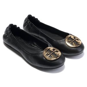 Tory Burch - Black Reva Flats Gold Buckle